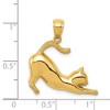 Black Bow Jewelry 14k Yellow Gold 2D Polished Stretching Cat Pendant - 4 of 4
