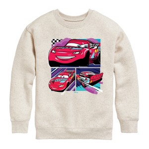 Boys' - Cars - Lightning Mcqueen Finish Line Graphic Long Sleeve Fleece Sweatshirt - 1 of 4