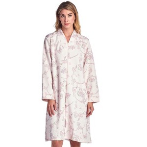 Casual Nights Women's Floral Print Zipper Front Quilted Robe - 1 of 4