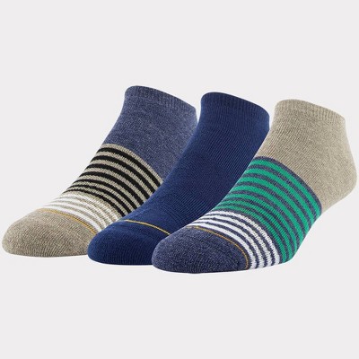 Signature Gold by GOLDTOE Men's 3pk Casual GT Striped No Show Socks