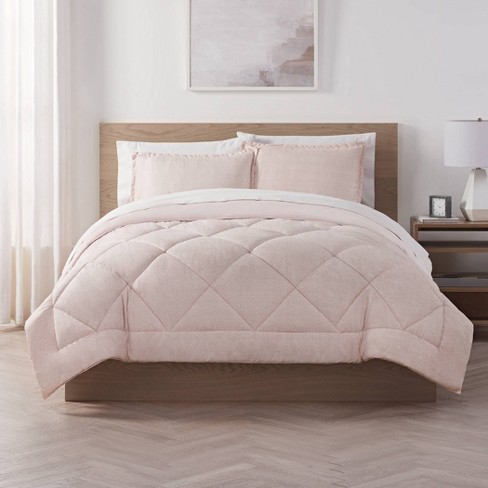 Bedbay Pink Queen Comforter Set Pink Bedding Ultra Soft Breathable 3 Pcs  Fluffy Comforter Bed Set for All Season White and Pink Reversible Aesthetic