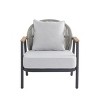 Outdoor Club Chair with Rope Back & Plastic Wood Arms, Iron Frame Lounge Chair with Cushion for Patio or Garden-Baofuwish - 3 of 4