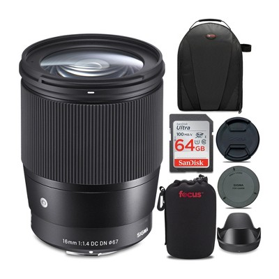 Sigma 16mm f/1.4 DC DN Contemporary Lens for Canon EF-M with Accessory Bundle