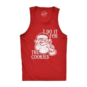 Mens I Do It For The Cookies Fitness Tank Funny Xmas Santa Claus Sweet Treat Lovers Sleeveless Tee For Guys - Crazy Dog Men's Tank Top - 1 of 4