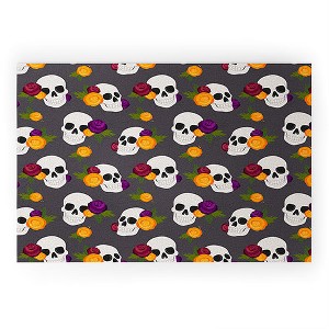 Avenie Halloween Floral Skulls Welcome Mat - society6 - 1 of 3