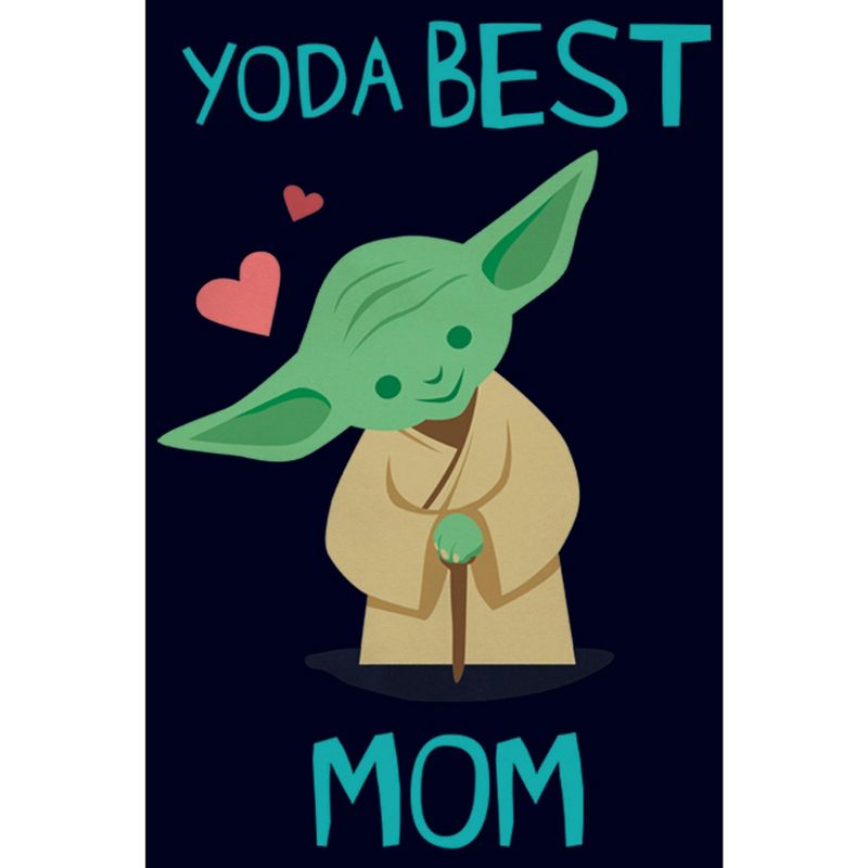 Juniors Womens Star Wars Mother's Day Best Mom Yoda T-Shirt, 2 of 5