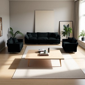 3-Piece Chenille Sofa Set with Round Arms - 1 of 4