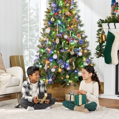 6ft Pre-Lit Cashmere Pine Christmas Tree with Multicolor LED Lights
