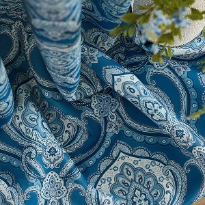 HLC.ME Messina Paisley Damask Back Tab Rod Pocket - Light Reducing Window Curtain Panels, Set of 2 - 1 of 4