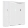 TIRAMISUBEST Full/Queen Size Murphy Bed Wall Bed with Open Storage Shelves and Bulit-in Wardrobe, Space Saving Folding Murphy Cabinet Bed w/LED Lights - 4 of 4
