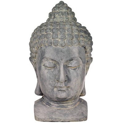 John Timberland Asian Zen Outdoor Statue 18 1/2" High Meditating Buddha Head Bust Sculpture for Yard Garden Patio Deck Home