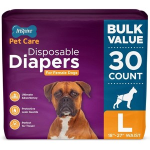 Inspire Pet Care Female Incontinence Dog Diapers for Heat or Pee Disposable Dog Diapers Female All Sizes - 1 of 4