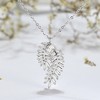 Pendant Necklace Women for Women Fancy Curved Leaf Design Clear Cz Ginger Lyne Collection - 2 of 4
