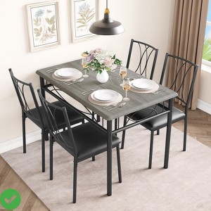 5-Piece Dining Room Table Set Kitchen Table for 4, Wooden Kitchen Table and 4 Wood Chairs/Upholstered Chairs - 1 of 4