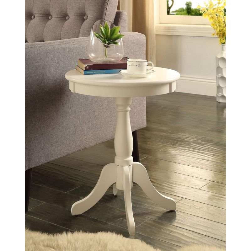 Alger 18" Wide White Round Traditional Pedestal Wood Side Table, 1 of 2