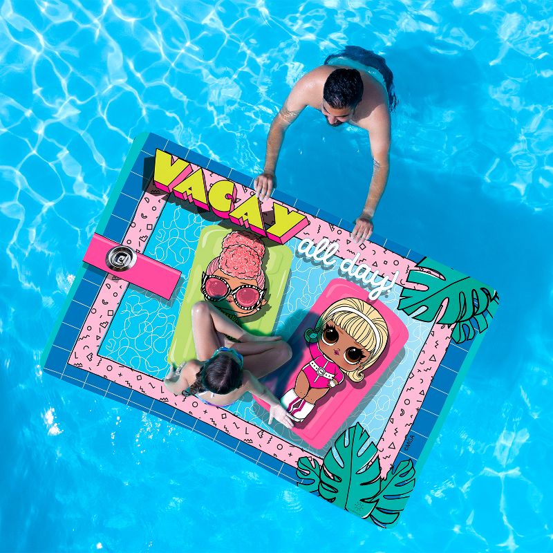 Floatation iQ LOL Surprise! Mini Floating Oasis 6 x 4 Foot Foam Island Water Swimming Pool Lake Lounger Play Pad Mat for Up to 2 Riders, Vacay All Day, 4 of 7