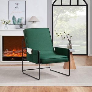 Kumasinova Sling Accent Chair,Comfy Arm Chair with Removable Cushion & Side Storage Pocket,Living Room Chair for Bedroom,Home Office,Green - 1 of 4