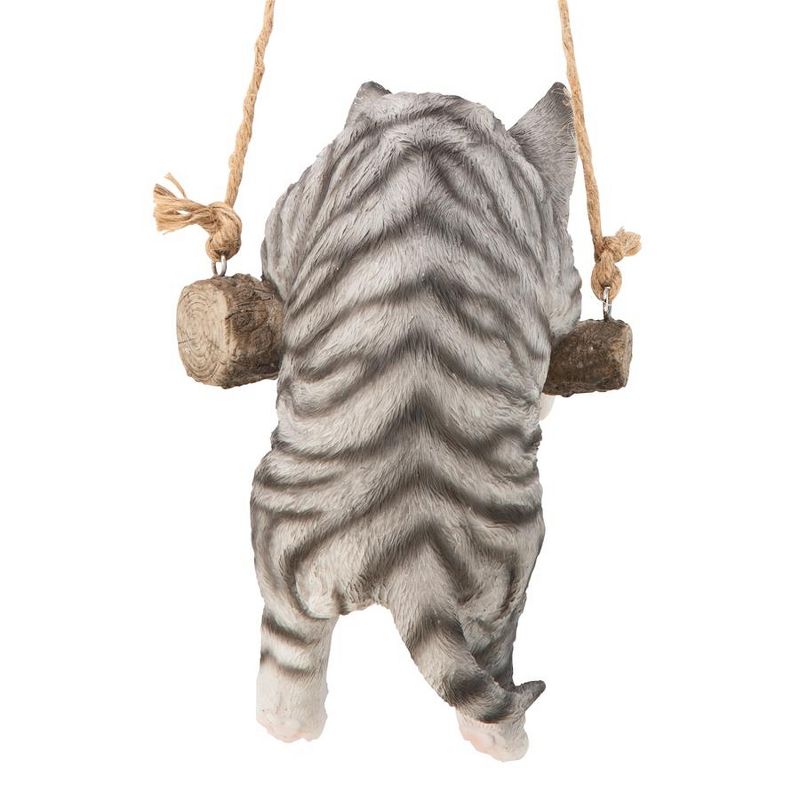 Design Toscano Gray Tabby Kitty On A Perch Hanging Cat Sculpture - Multicolored, 4 of 7
