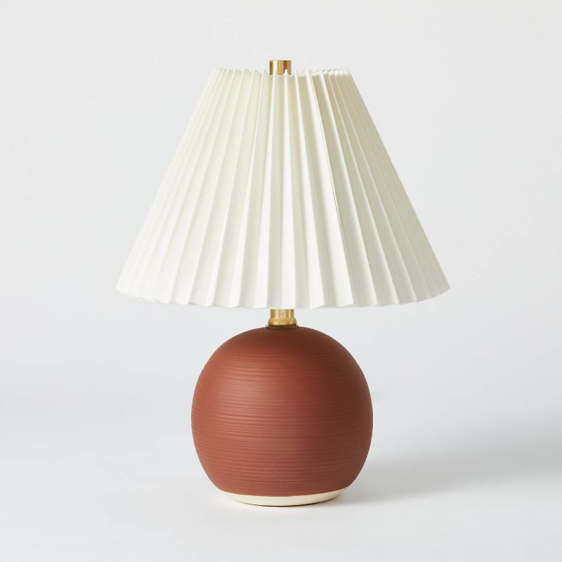 Oval Table Lamp with Pleated Shade (Includes LED Light Bulb) Red - Threshold&#8482; designed with Studio McGee, 1 of 13