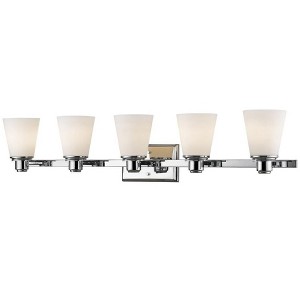 Kayla 5-Light Glass Bathroom Fixture - Dimmable, Damp Rated, Contemporary Design - 1 of 1