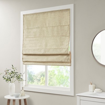 Vynxaria 31"Wx64"L Printed Faux Silk Room Darkening Cordless Roman Shade,taupe(Only 1 PC)
