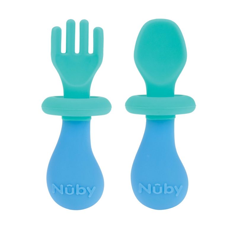 Nuby Fork and Spoon Set with Hilt - Boy, 1 of 6