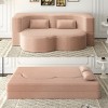 Modern Convertible Floor Sofa Bed with 2 Pillows, Folding Foam Sleeper Couch, No Assembly Sofa for Guest Room or Living Room-Tanpinhause - 3 of 4
