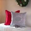 17"x17" Velvet Christmas Wreath Square Throw Pillow Gray - Pillow Perfect - 4 of 4
