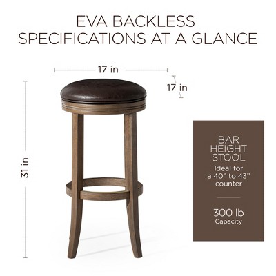 Walnut Swivel Backless Saddle Style Bar Stool with Leather Seat