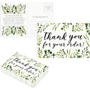 Pipilo Press 48-Pack Thank You For Your Order Postcards, Green Floral Design (4 x 6 In) - 1 of 4