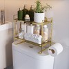 Bathroom Shelf No Drilling, 2 Levels Over The Toilet Shower Caddy, Metal Toilet Shelf with Stickers and 2 Hooks, Space-Saving, Black - 3 of 4