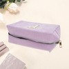 Unique Bargains Corduroy Rectangular Letter Makeup Bag Pink Purple 1 Pc - 3 of 4