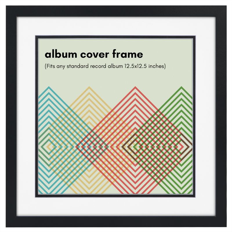 Americanflat Square Record Vinyl Art Cover Frame - 15x15 - Black, 1 of 9