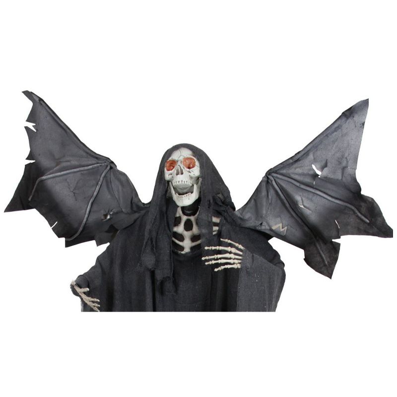 Northlight 5.25' Sonic Skeletal Reaper with Wings and Red Eyes Halloween Decoration - Black/Red, 2 of 4