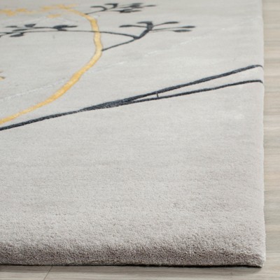 Gray Hand-Tufted Wool and Viscose Runner Rug