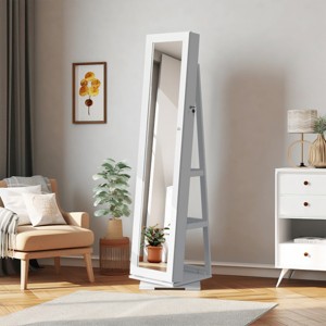 360 Degree Rotating Full-Length Mirror Jewelry Cabinet With LED Lighting And Ample Storage - 1 of 4