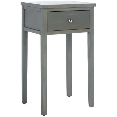 Ash Grey Elm Wood Nightstand with Drawer