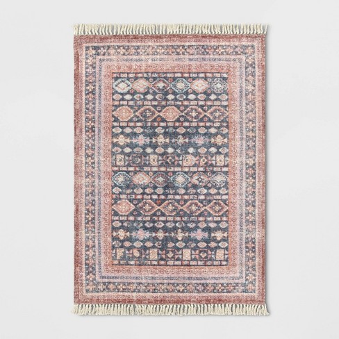 Alexandra Floral Printed Border Persian Rug Blush - Opalhouse