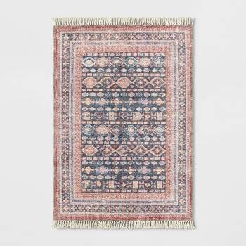 Alexandra Floral Printed Border Persian Rug Blush - Opalhouse™