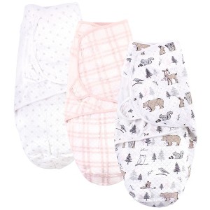 Hudson Baby Infant Girl Quilted Cotton Swaddle Wrap 3pk, Winter Forest, 0-3 Months - 1 of 4