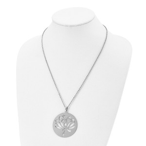 Chisel Stainless Steel Polished Flower Cut-out Circle Pendant on a 22" Cable Chain Necklace - 1 of 4