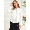 INSPIRE CHIC Women's Irregular Dotted Printed Work Long Sleeve Front Tie V Neck Blouse - 4 of 4