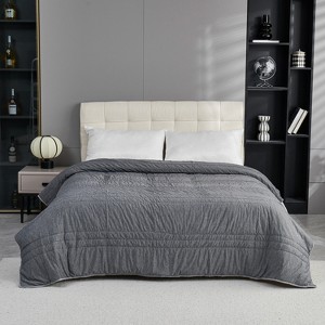 Single-Sided Cooling Blanket, Lightweight & Breathable Cooling-Tech Fabric, Machine Washable Summer Quilt, 59"x79", Dark Gray - 1 of 4