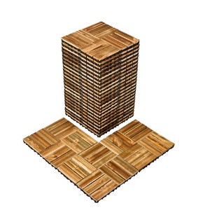 VEVOR Interlocking Deck Tiles Solid Wood, 27 Pack,12"x12" Waterproof Camphor Pine Wood Flooring All Weather Use, Patio Floor Decking Covering Tiles - 1 of 4