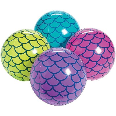 4E’s Novelty 4 Pack Mermaid Beach Balls for Kids – Pool Float Toys & Mermaid Themed Decorations