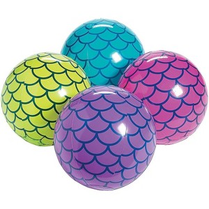 4E’s Novelty 4 Pack Mermaid Beach Balls for Kids – Pool Float Toys & Mermaid Themed Decorations - 1 of 4