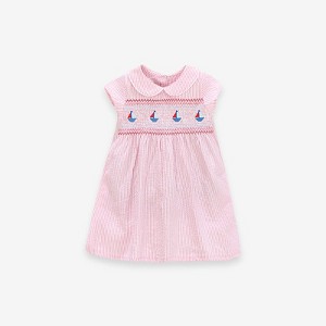 MyKids-USA Summer Baby Girls Sleeveless Sailboat Pattern Striped Dress - 1 of 4