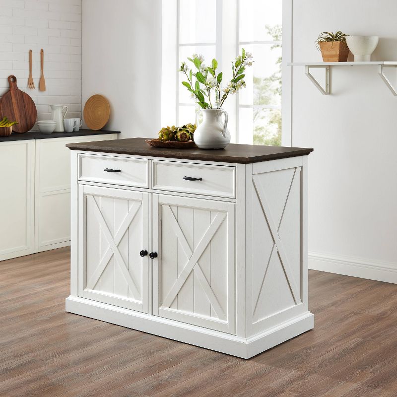 Clifton Kitchen Island Distressed White/Brown - Crosley, 3 of 16