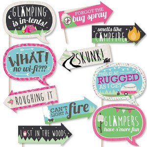 Big Dot of Happiness Funny Let's Go Glamping - Camp Glamp Party or Birthday Party Photo Booth Props Kit - 10 Piece - 1 of 4