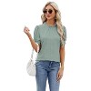 Women's Embroidery Mock Neck Blouse Lantern Sleeve Vintage Ruffle Neck Elegant Eyelet Tops - 3 of 4
